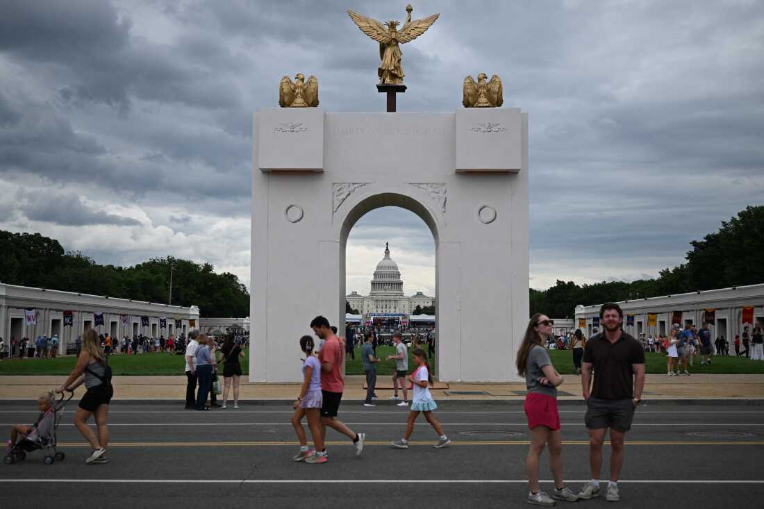 Trump also wants to commemorate the anniversary by building a 250-foot arch, a replica of which stands at the state fair.