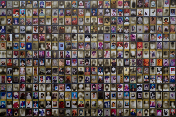 A moral comprised of photos of the victims of the 1984 Sikh Genocide at the California State Capital. Sacramento, California. November 1, 2024. The Jakara Movement’s powerful "Nirbhau & Niyaa Morcha" (Fearless for Justice March), a 24-day, 350-mile on foot march from Bakersfield to Sacramento commemorates 40 years since the 1984 Sikh Genocide.