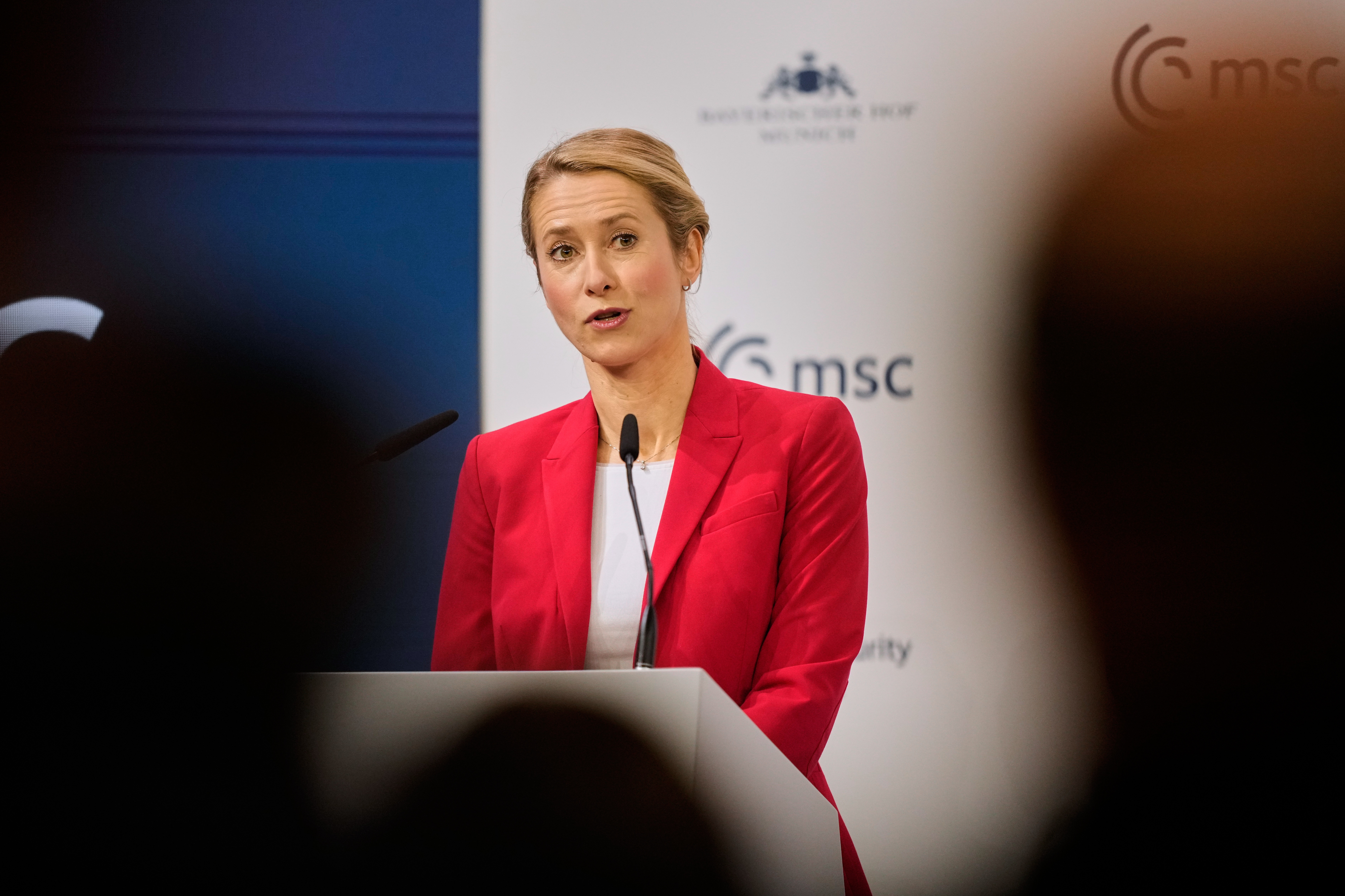 European Union foreign policy chief Kaja Kallas speaks during the Munich Security Conference in Munich, Germany, Sunday, Feb. 15, 2026.