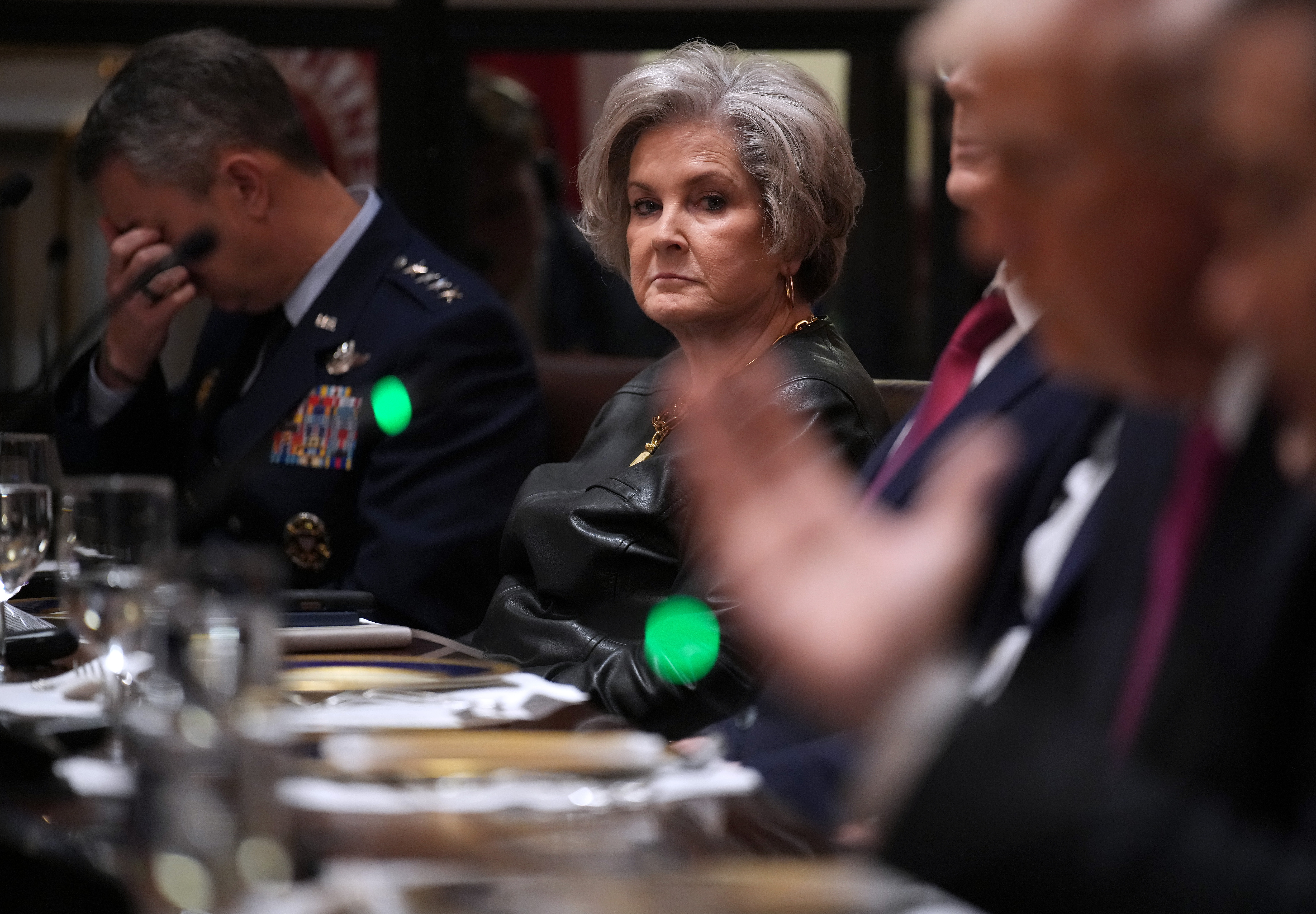 White House Chief of Staff Susie Wiles looks on during a meeting with Ukrainian President Volodymyr Zelenskyy, President Donald Trump and members of Trump