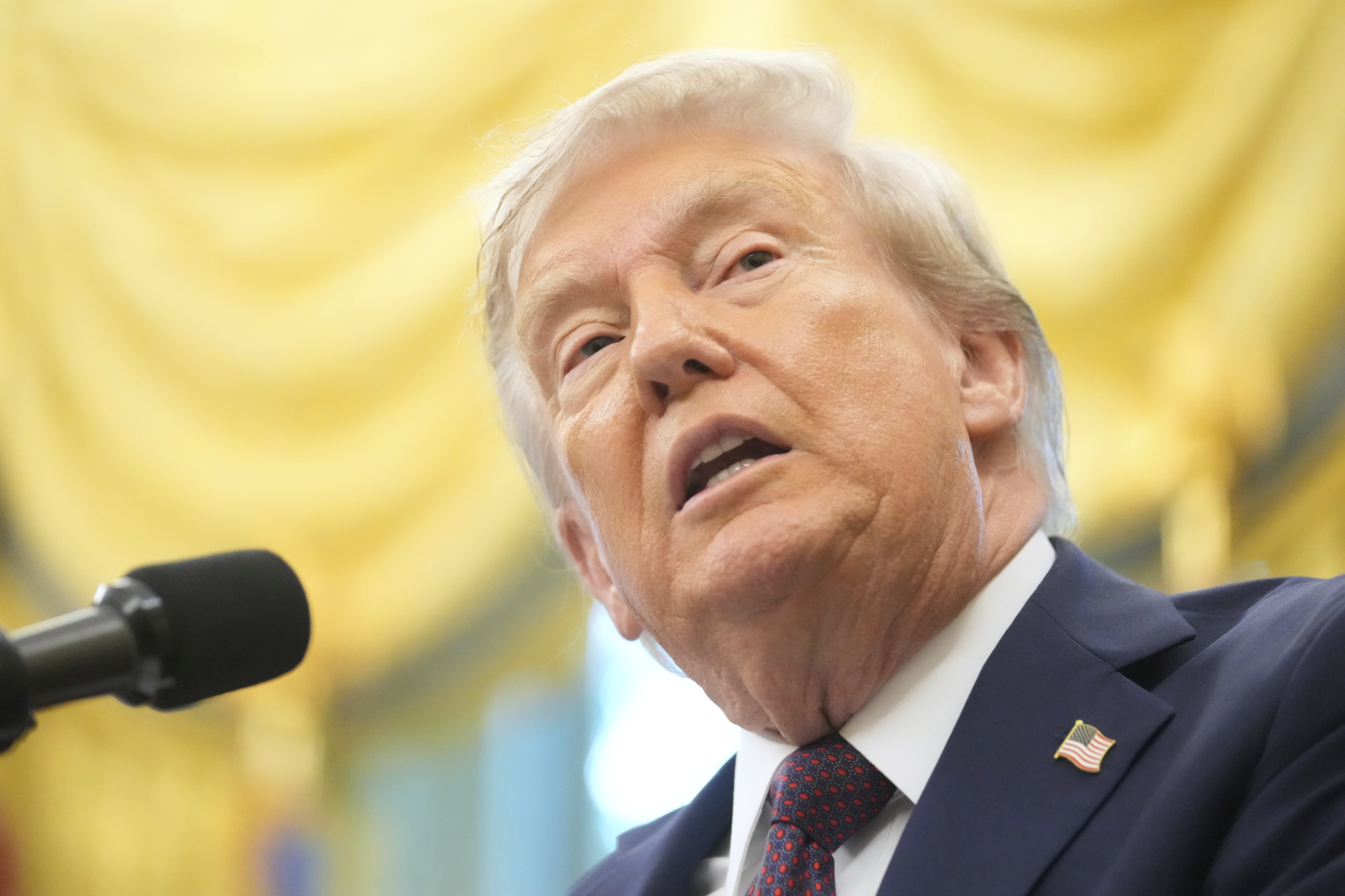 President Trump speaks during an event in the Oval Office of the White House on Tuesday. (AP)