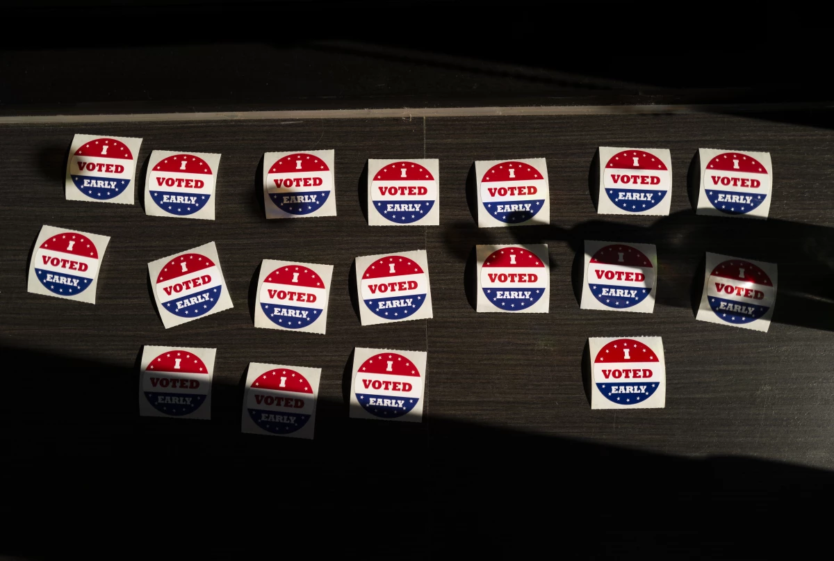 'I Voted Early' stickers are made available at the Minneapolis Elections & Voter Services building on Sept. 20 in Minneapolis, Minn., on the first day of early voting in the state.