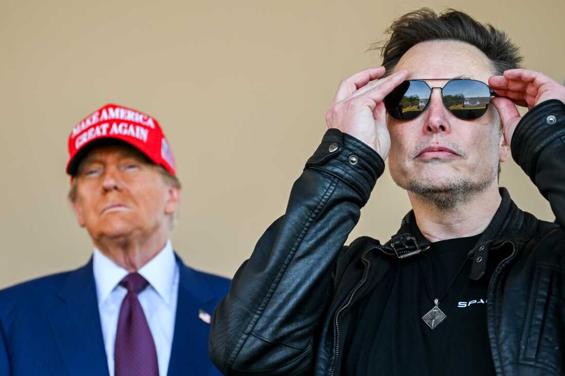 Then President-elect Donald Trump and Elon Musk watch the launch of the sixth test flight of the SpaceX Starship rocket on Nov. 19, 2024 in Brownsville, Texas.