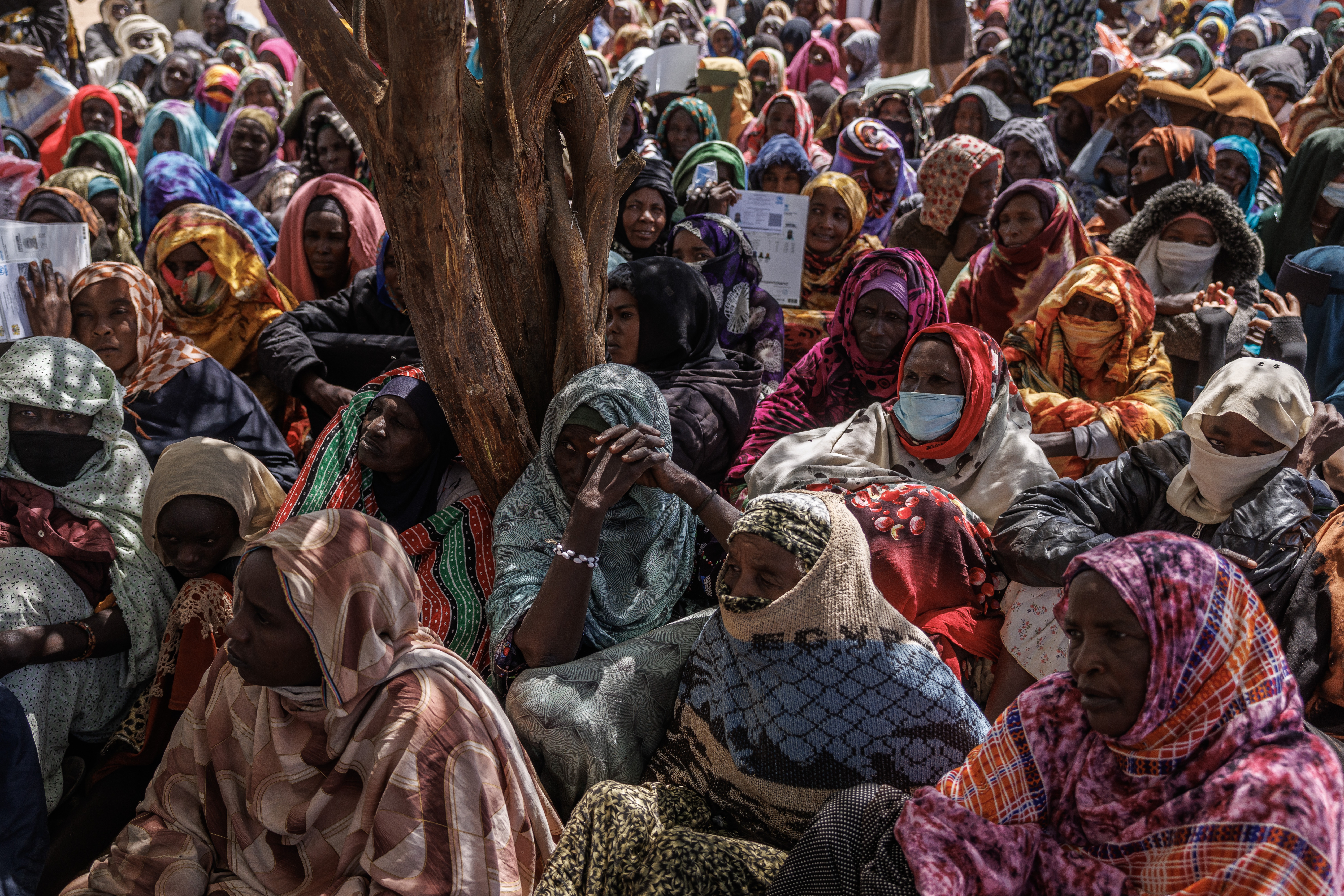 Sudanese refugees wait for registration at Oure Cassoni camp in Chad after fleeing the conflict on Feb. 23, 2026. The war has displaced about 14 million people, fueling a major humanitarian crisis as Chad—now Africa’s largest per-capita host of refugees—struggles to support more than 1.4 million refugees, including over 900,000 from Sudan.Images)