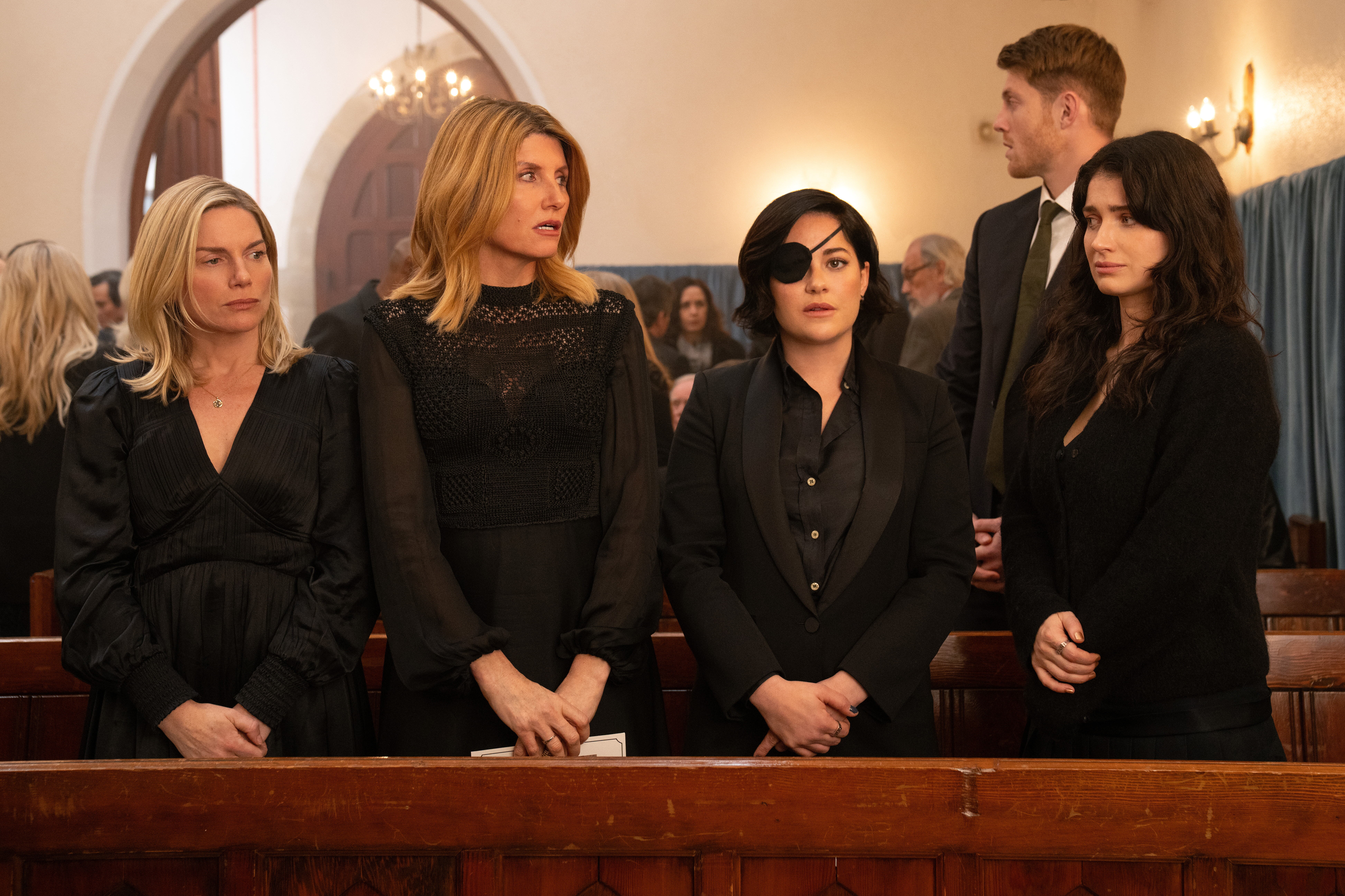 The first season of <em>Bad Sisters </em>was adapted from a 2012 Belgian series called <em>Clan. </em>But Season 2 is all-new, Apple TV+ territory. Above,<em> </em>Eva Birthistle, left, Sharon Horgan, Sarah Greene and Eve Hewson as the Garvey sisters.