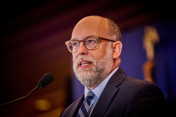 Russ Vought, Director of the US Office of Management and Budget (OMB), speaks at the National Conservative Convention in Washington D.C., Sept. 3, 2025. (Photo by Dominic Gwinn / Middle East Images via AFP) (Photo by DOMINIC GWINN/Middle East Images/AFP via Getty Images)