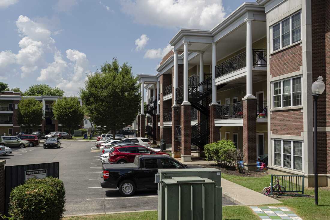 Apartment buildings are seen at the Stoddard Johnston Scholar House, July 11, 2025, in Louisville, Ky.