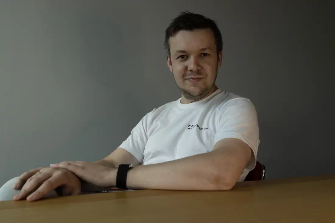 KYIV ,UKRAINE - Portrait of Yaroslav Azhnyuk, founder of the AI drone company Fourth Law. He got his start by founding Petcube, which makes cameras so you can watch your pets while you're away. (Photo by Paula Bronstein/for NPR)