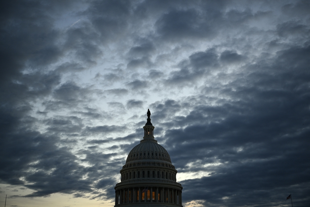 The U.S. Capitol is shown at dusk in Washington, D.C., on April 4. (AFP via Getty Images)