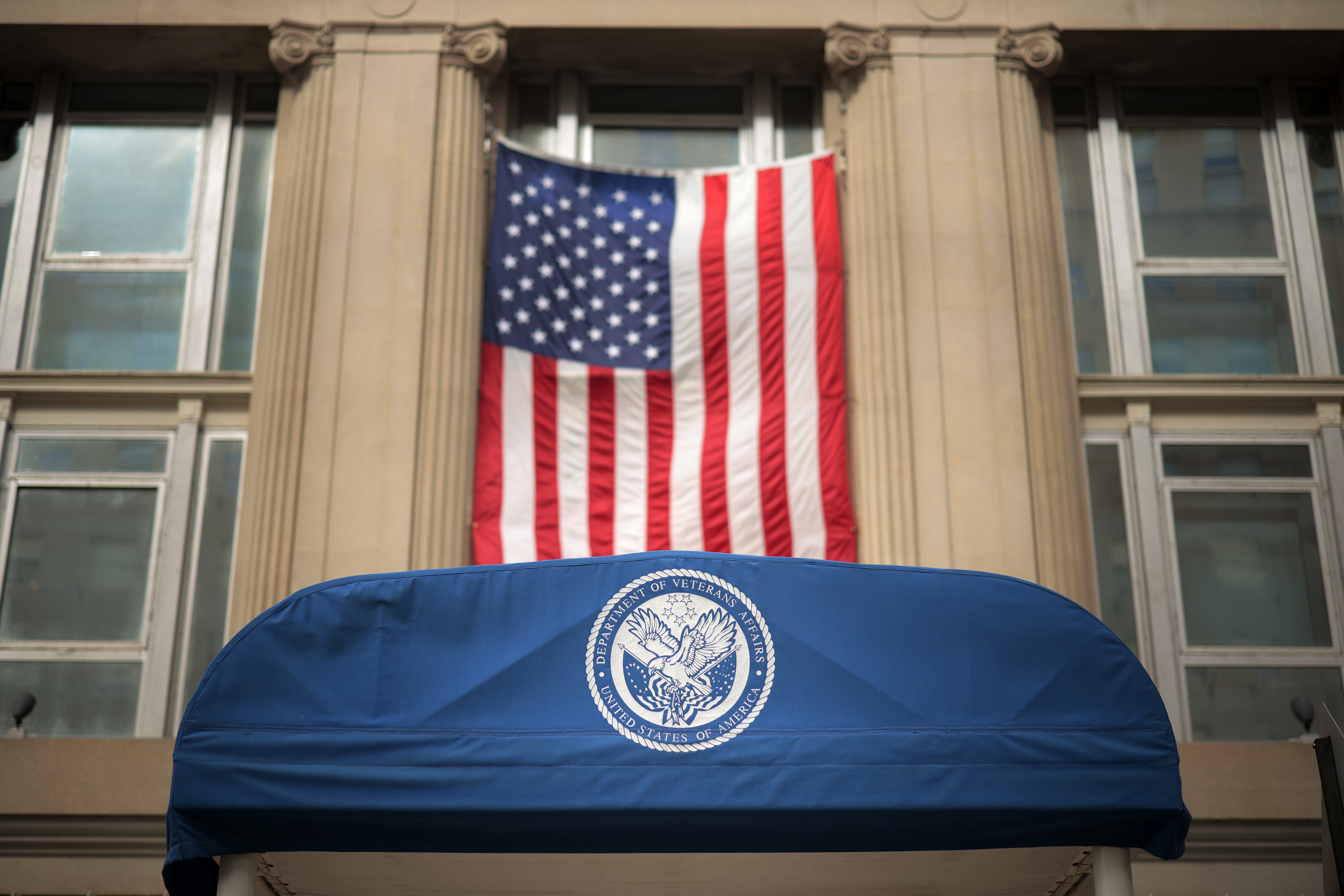 An awning with the Department of Veterans Affairs