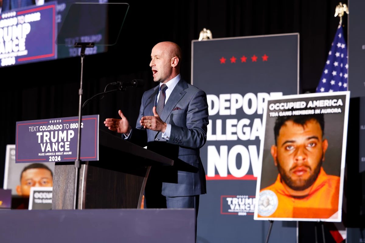 Stephen Miller, senior advisor President-elect Donald Trump, speaks at a campaign rally on Oct. 11 in Aurora, Colo.