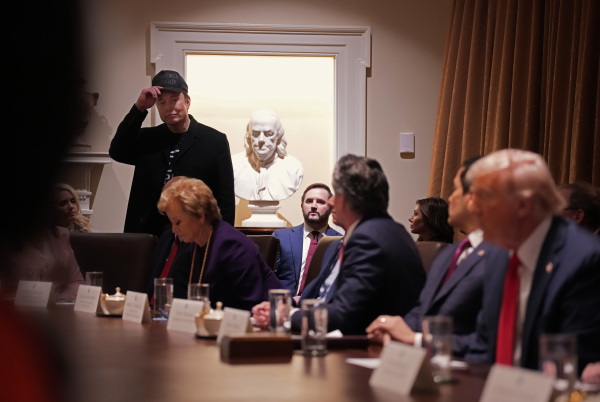 Tesla and SpaceX CEO Elon Musk, head of the Department of Government Efficiency (DOGE), delivers remarks during a Cabinet meeting held by U.S. President Donald Trump at the White House on February 26, 2025 in Washington, DC. Trump is holding the first Cabinet meeting of his second term.