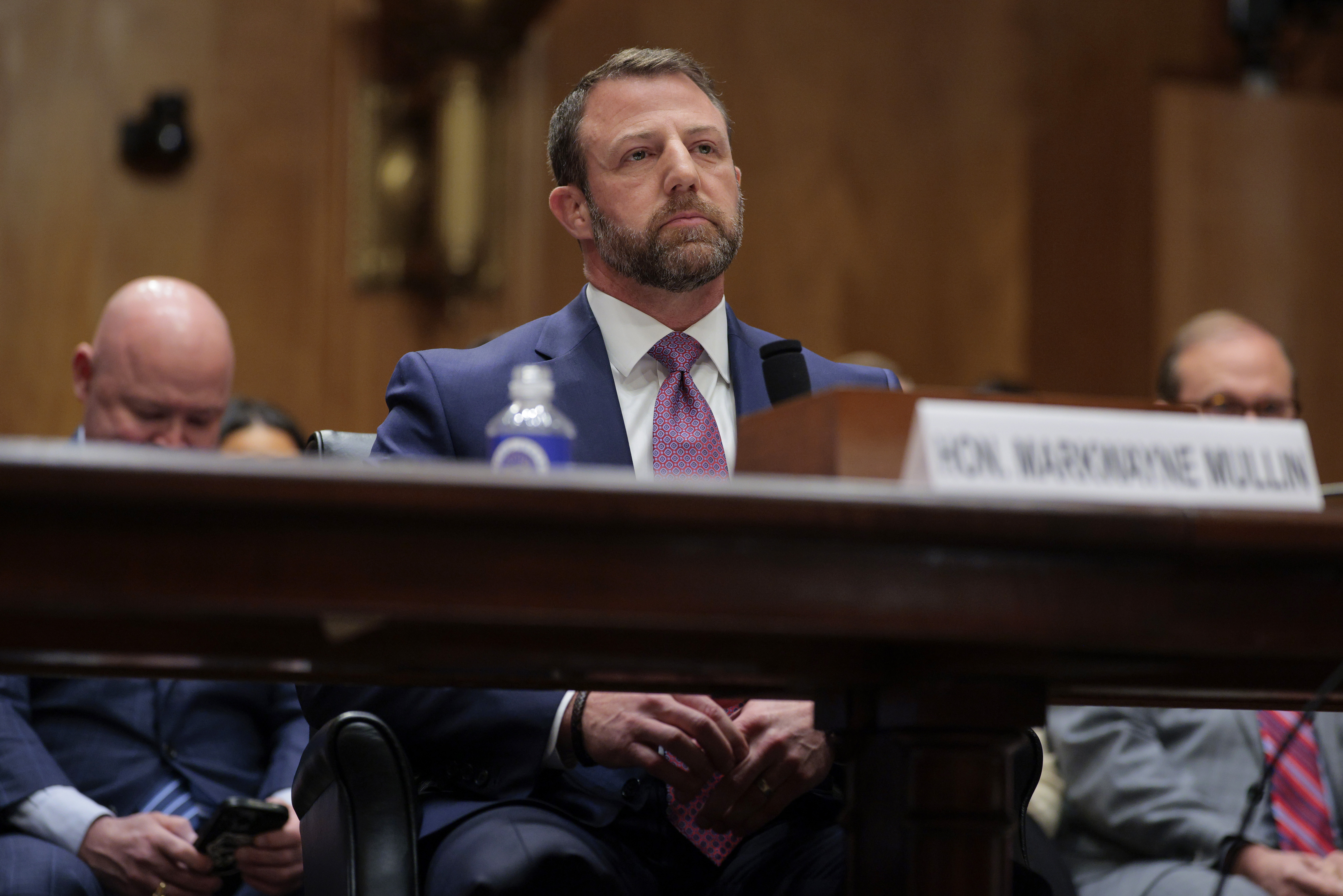 Sen. Markwayne Mullin, R-Okla., testifies during a confirmation hearing to be the next secretary of the Department of Homeland Security on March 18. President Trump nominated Mullin to replace Kristi Noem as DHS Secretary. (Getty Images)