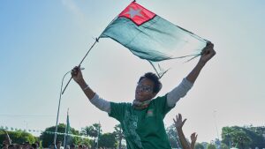 Supporters of the military-backed Union Solidarity and Development Party wave the party flags during the first day of campaigning for the general election, in Naypyitaw, Myanmar, Oct. 28.