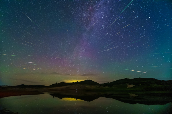 The Perseid meteor shower is seen over the Ulanbum grassland in Chifeng city, Inner Mongolia, China, August 14, 2023.