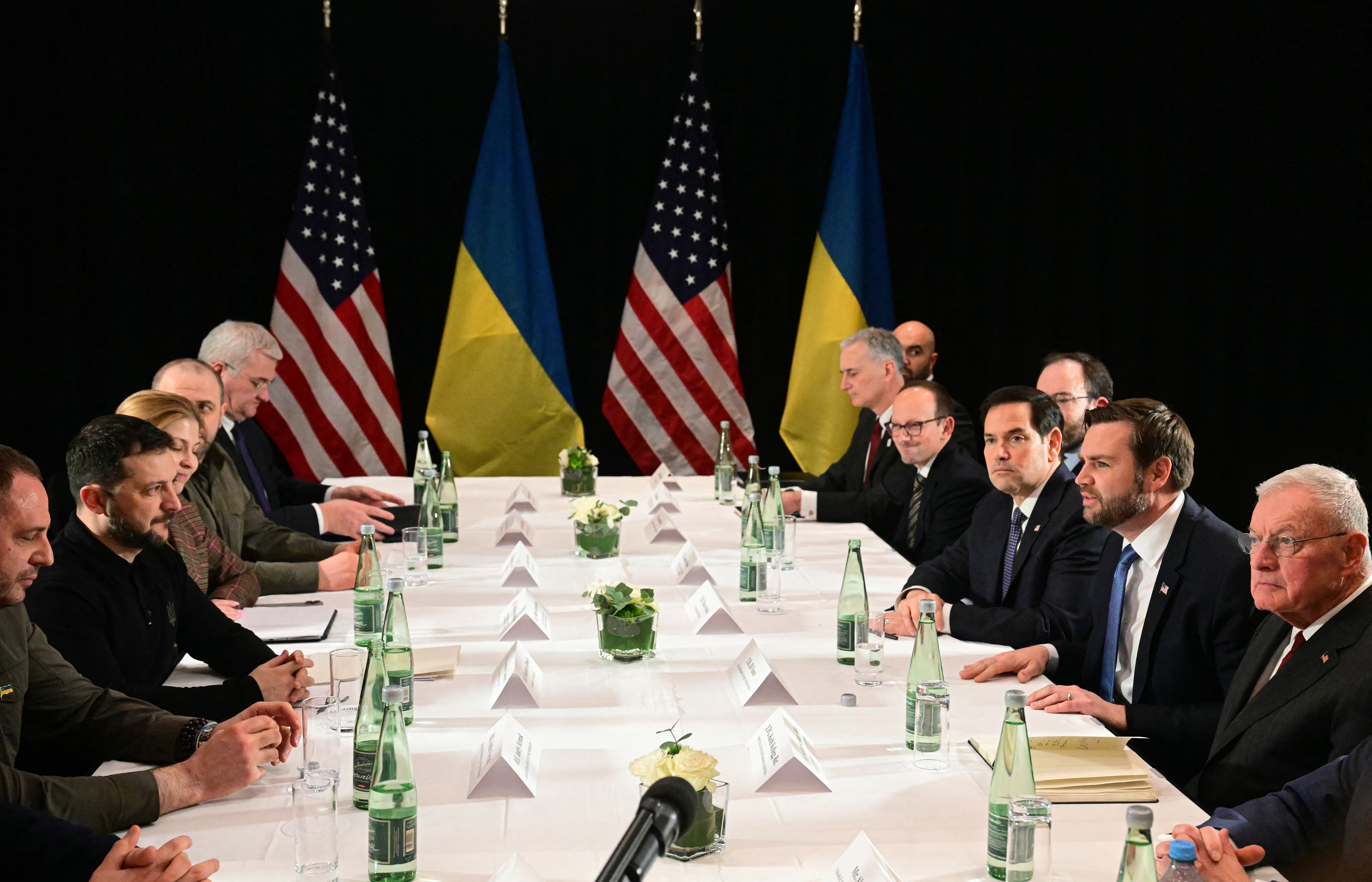 Vice President JD Vance and Ukrainian President Volodymyr Zelenskyy meet on the sidelines of the 61st Munich Security Conference in Germany on Friday.