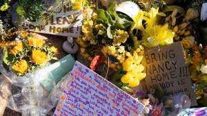 Yellow flowers and handwritten notes calling for the return of Nancy Guthrie sit outside the house of the 84-year-old mother of Today show co-host Savannah Guthrie, in Tucson, Ariz. Savannah Guthrie is speaking about her mother in an emotional two-part interview.