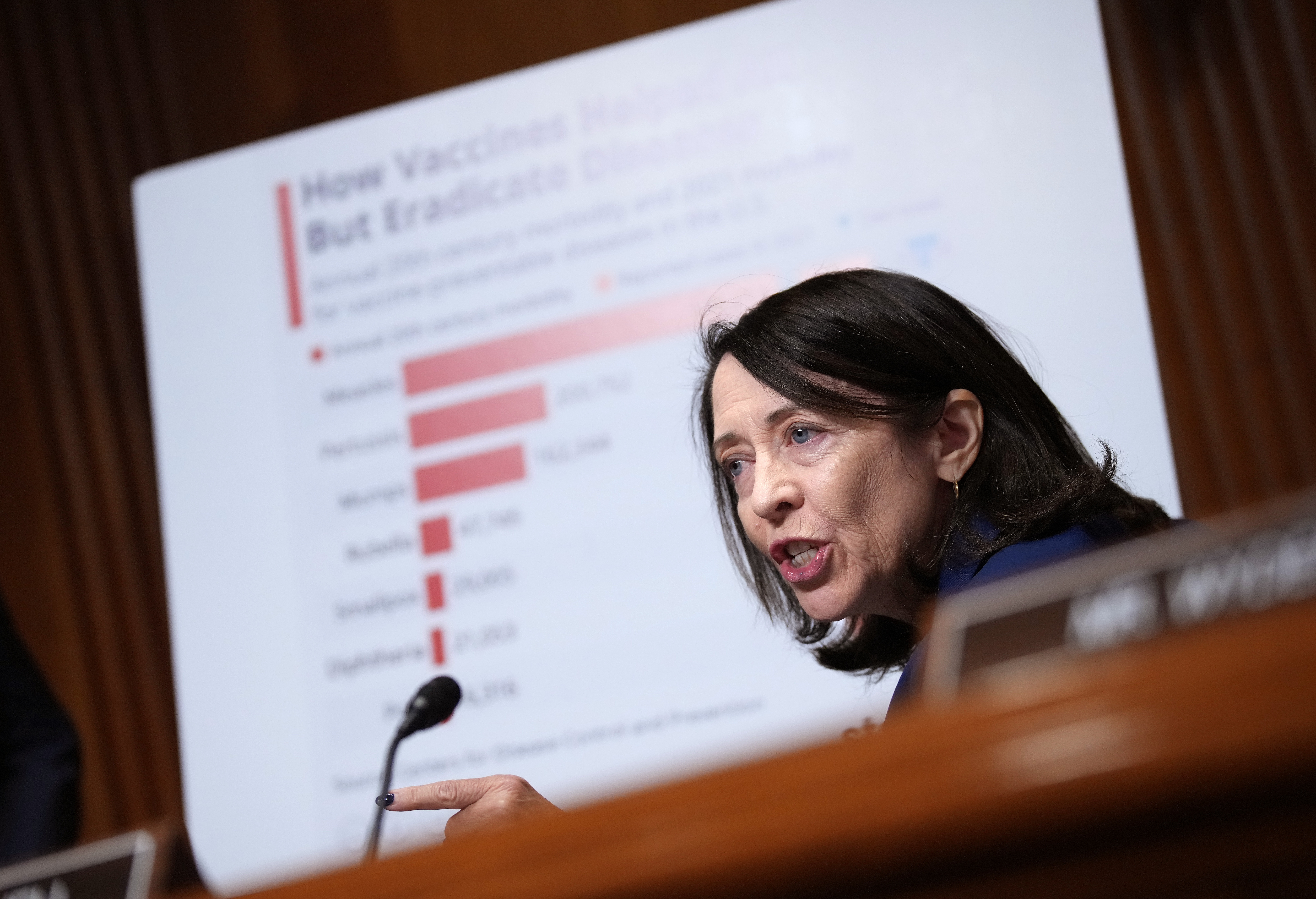 Sen. Maria Cantwell, D-Wash., questions Health and Human Services Secretary Robert Kennedy Jr. during a Senate Finance Committee hearing at the Dirksen Senate Office Building on Sept. 4, 2025, in Washington D.C. The committee met to hear testimony on President Trump