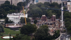Construction has continued on the White House ballroom all summer, as seen on Wednesday.