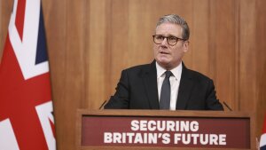 British Prime Minister Keir Starmer speaks during a news conference, ahead of the publication of the government’s immigration policy paper, in London, Monday.