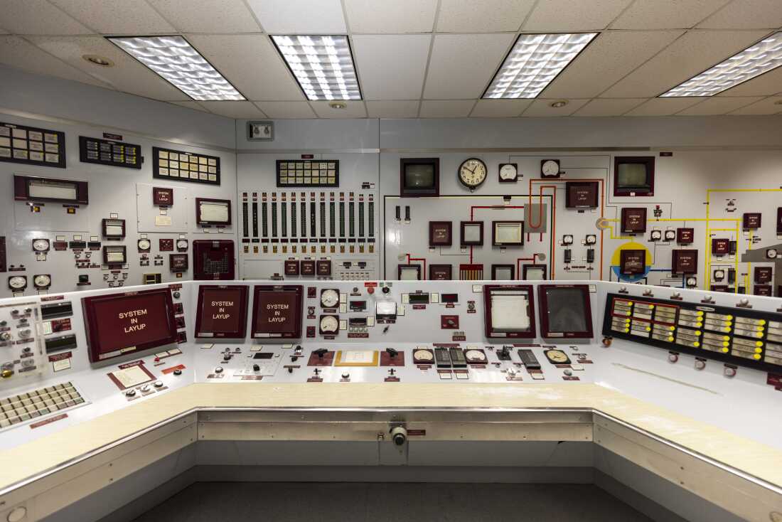 A decommissioned control panel is seen at the Idaho National Laboratory DOME, or Demonstration of Microreactor Experiments, west of Idaho Falls, Idaho. Idaho lab is home to several new experimental reactors.