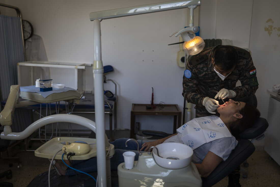 Indian peacekeepers run a dental clinic in Mari, southern Lebanon, as part of a UNIFIL initiative providing humanitarian medical assistance to vulnerable local communities.