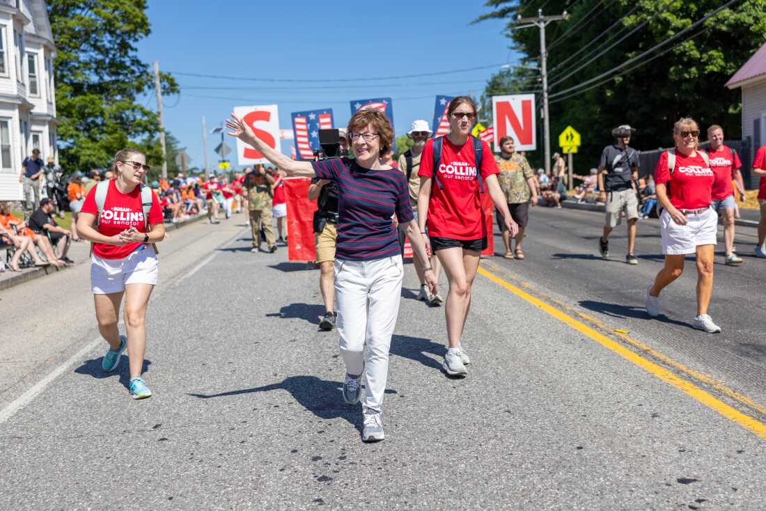 Sen. Susan Collins, R-Maine, walks in the annual Moxie Day Parade on July 11, 2026 in Lisbon, Maine. Democrats are facing a July 27 deadline to find a new candidate to run against Collins after presumptive Democratic nominee Graham Platner withdrew from the Senate race this week following allegations of sexual assault and misconduct. (Photo by Scott Eisen/Getty Images)