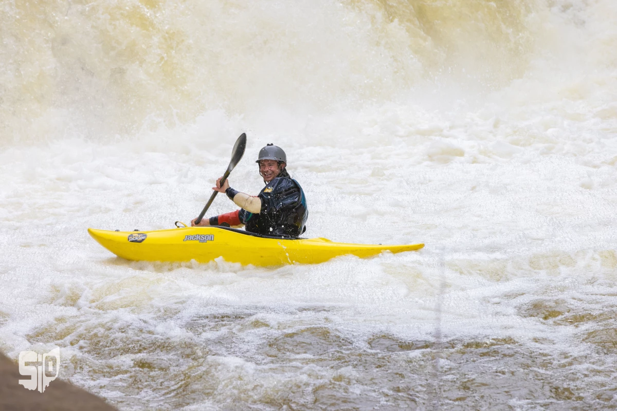 Paddler Tommy Piros during the 2023 Cuyahoga Falls Fest.