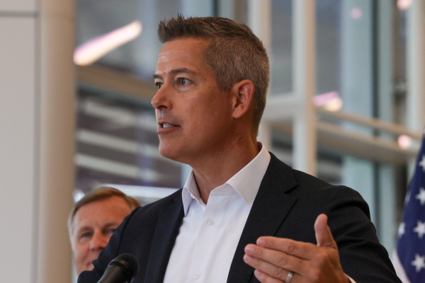 Transportation Secretary Sean Duffy holds a news conference at Newark Liberty International Airport, where he announced the reopening of a major runway at the airport, nearly two weeks ahead of schedule on Monday in Newark, N.J. Delays and cancellations have plagued Newark, one of the nation's busiest airports, for months.