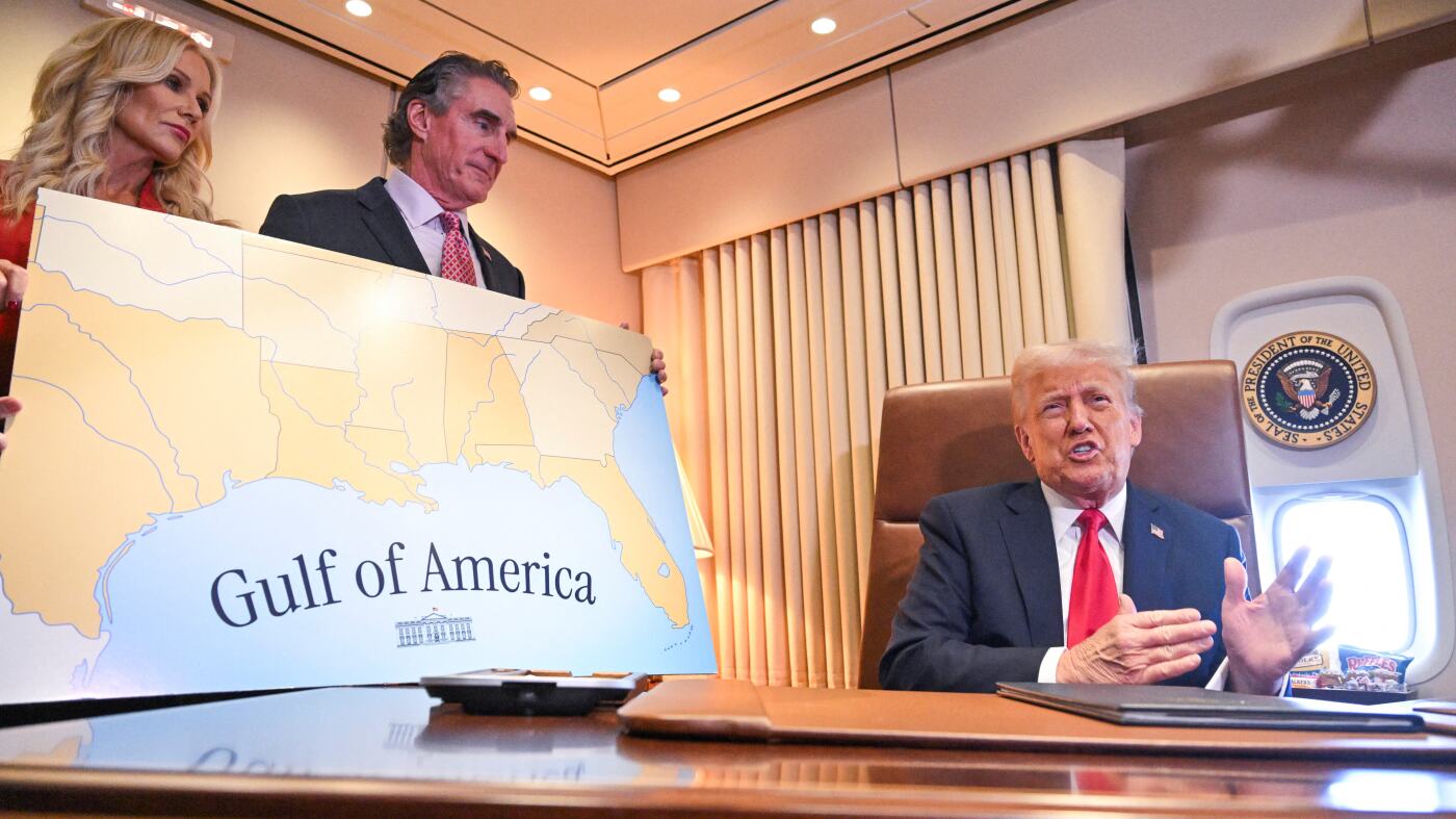President Trump, the *great cartographer*, redefines geographical reality from the comfort of Air Force One.
