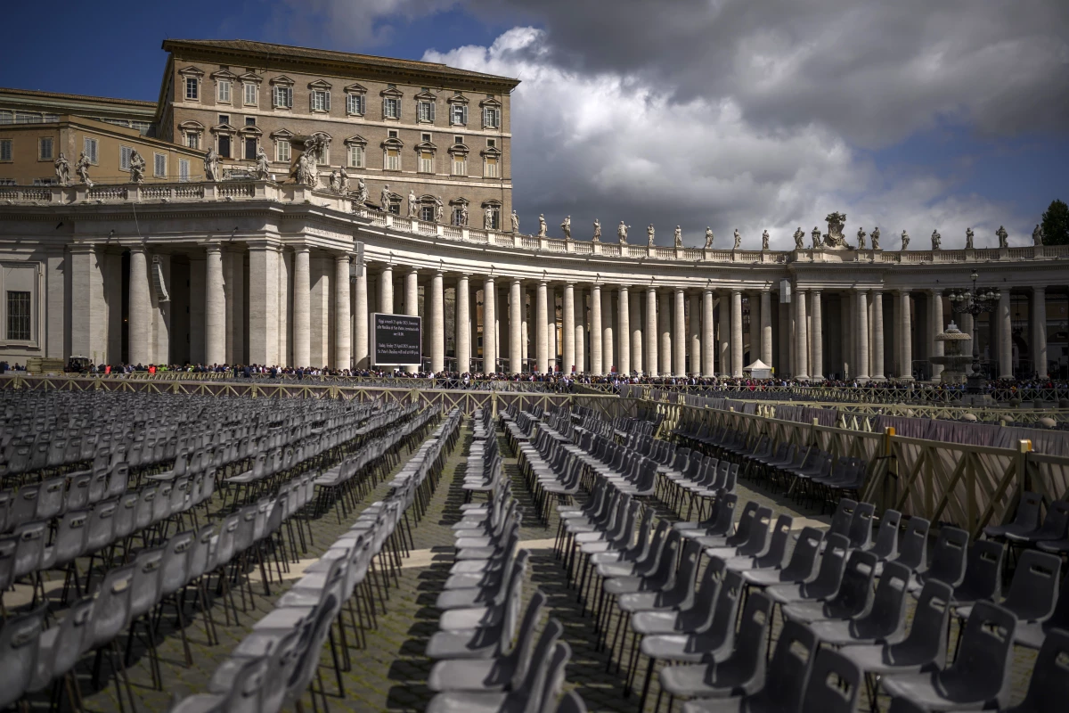 A view of of St. Peter's square in Vatican City on Friday, the day before the pope's funeral.