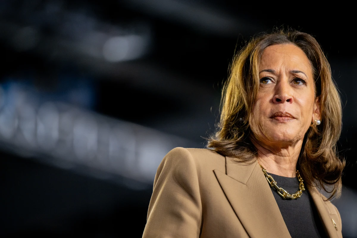 Kamala Harris at a campaign rally on October 10.