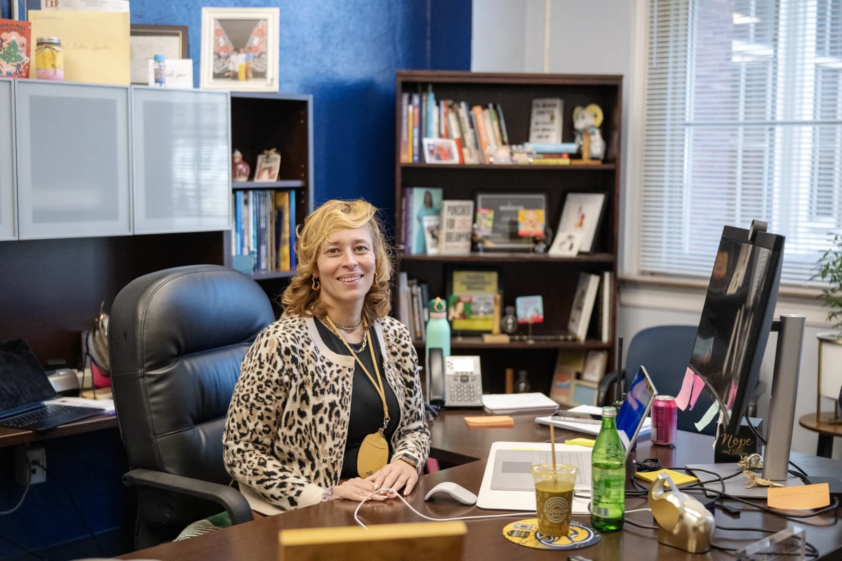 Hollie Smith, the executive principal of the Academy @ Shawnee, believes the school's cellphone ban makes students more engaged with their work and each other.