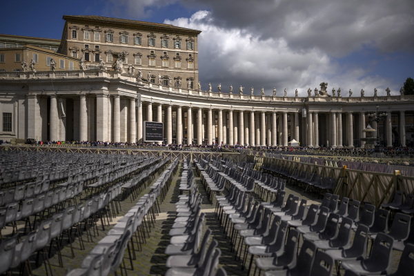 Rows of chairs in St. Peter's square.