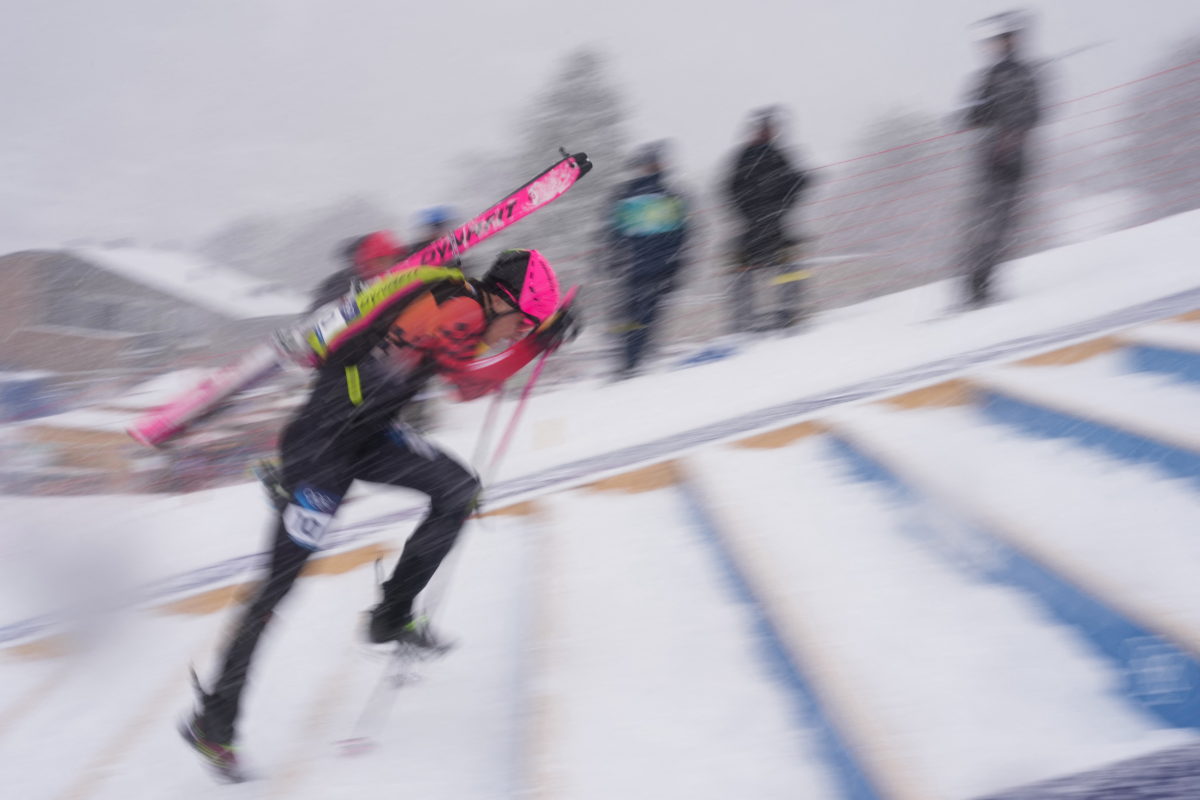 Germany's Finn Hoesch competes in men's sprint ski mountaineering on Feb. 19.