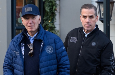 President Biden and Hunter Biden, pictured in Nantucket, Mass., on Friday. Days later Biden announced he had pardoned his son, who was awaiting sentencing in criminal cases related to tax evasion and gun charges. (AFP via Getty Images)