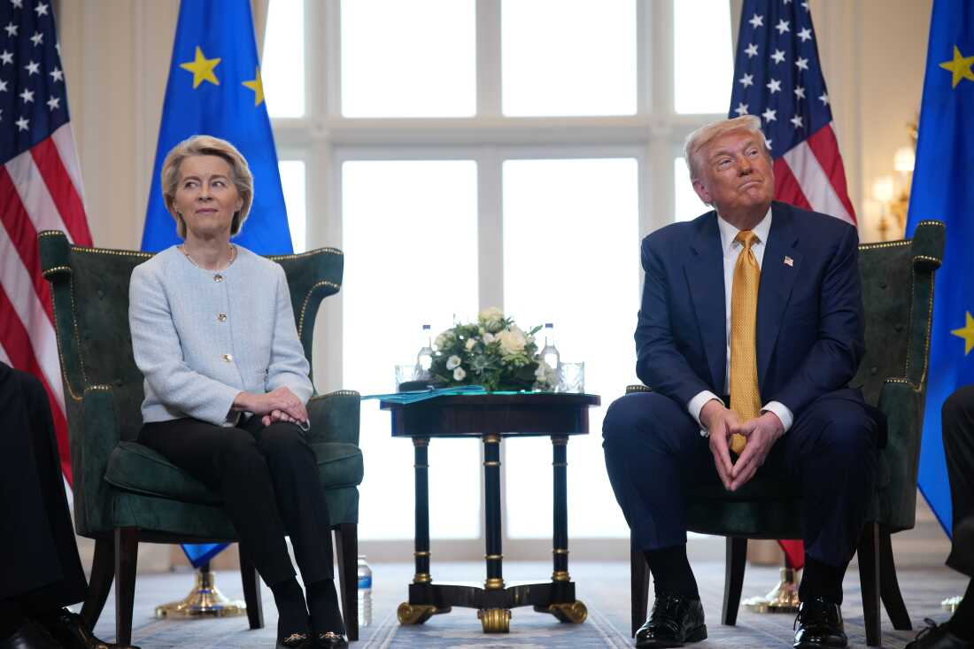 European Commission President Ursula von der Leyen meets with President Trump at Trump Turnberry golf club in Turnberry, Scotland, on July 27, 2025.
