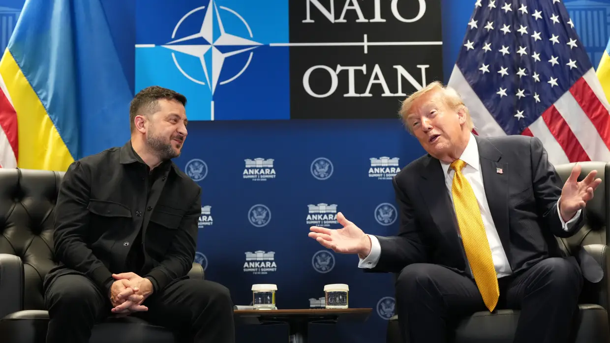Trump wraps NATO summit on a positive note,  after meeting Zelenskyy