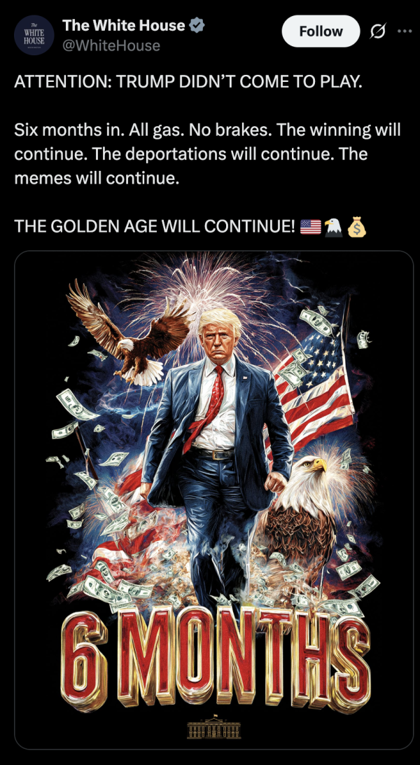 Official Trump administration accounts embrace memes, AI-generated imagery and a defiant tone in their social media posts.