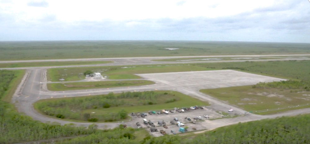 A social media video from Florida Attorney General James Uthmeier shows an aerial view of the Dade-Collier Training and Transition Airport, the planned site of a new migrant detention facility. (Florida Attorney General James Uthmeier/X)