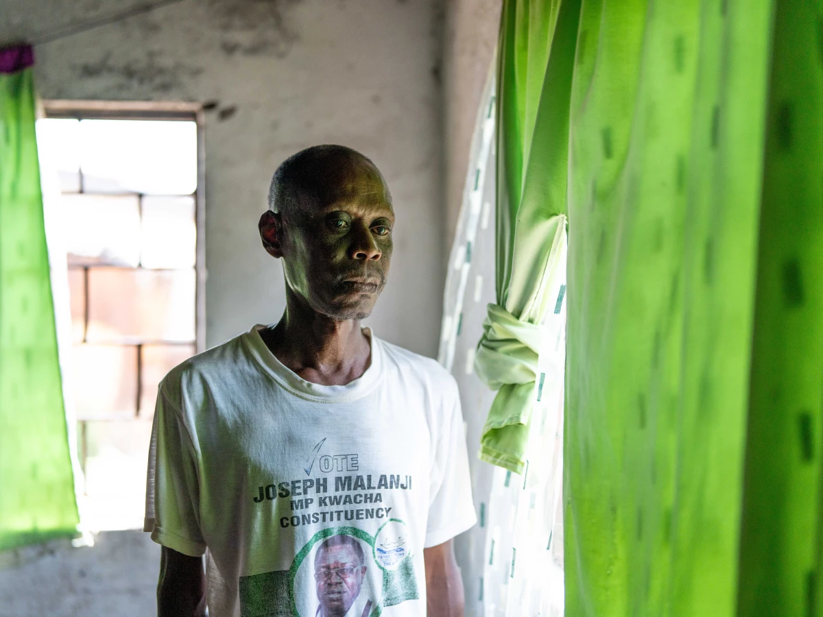Brian Chiluba has lost weight and feels increasingly weak since losing access to his HIV drugs that he's received from a U.S.-funded clinic for the past 15 years.