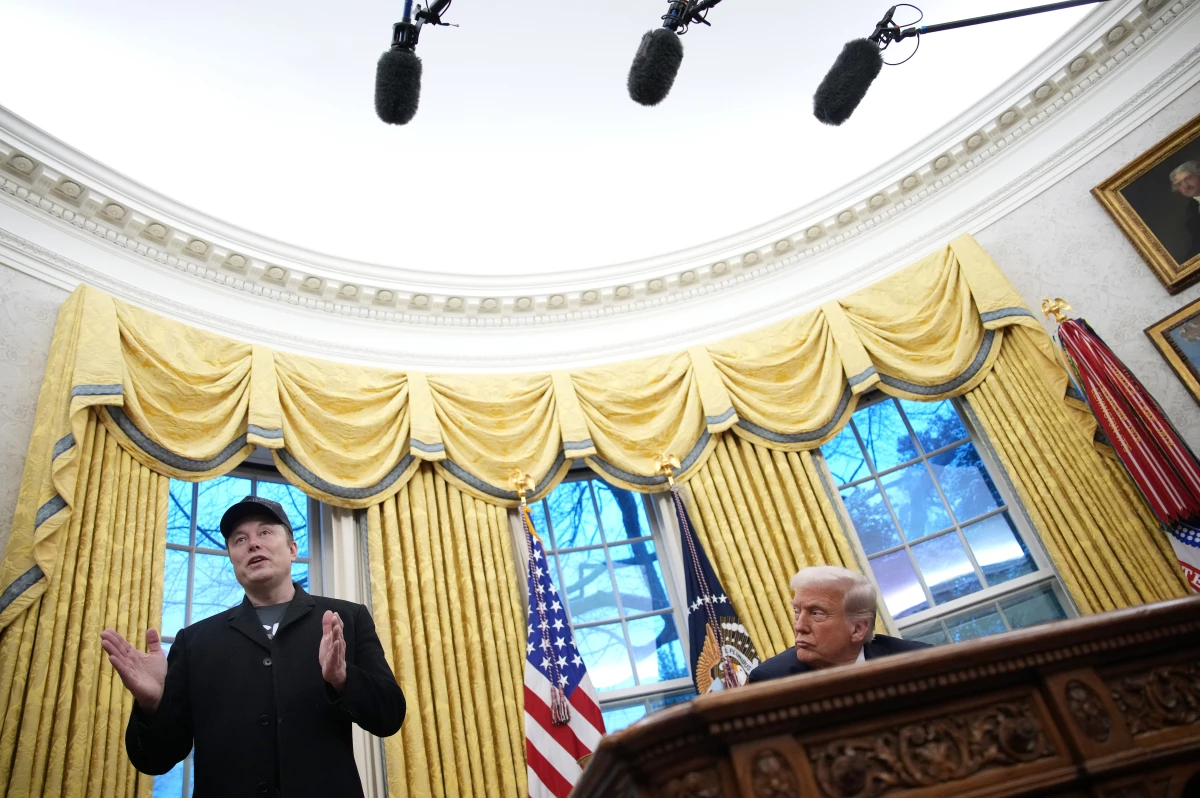 Tesla and SpaceX CEO Elon Musk delivers remarks alongside President Trump during an executive order signing in the Oval Office at the White House on Feb. 11.