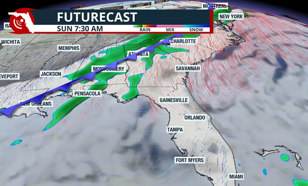 Easter morning forecast map.