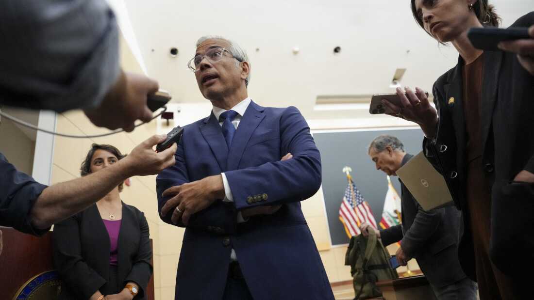 California Attorney General Rob Bonta speaks to reporters at a press conference after opening arguments took place in the Meta trial over a lawsuit brought by US states about social media addiction at the Ronald V. Dellums Federal Building and United States Courthouse in Oakland, California, on August 18, 2026.