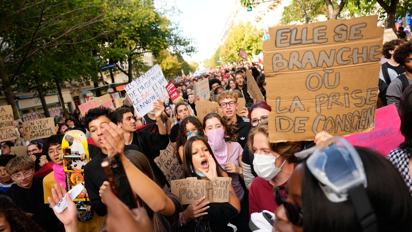 France's police fire tear gas and water cannons as school protests sweep the country