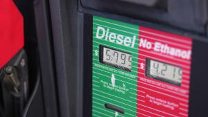 The price of a gallon of diesel fuel is shown electronically on a pump at a QuikTrip station Thursday, Oct. 1, 2026, in Greenwood Village, Colo. (AP Photo/David Zalubowski)