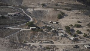 Palestinian hamlets are seen at the E1 area, an open tract of land east of Jerusalem, between the Israeli settlement of Maale Adumim and the occupied West Bank town of Eizariya, on Aug. 14.