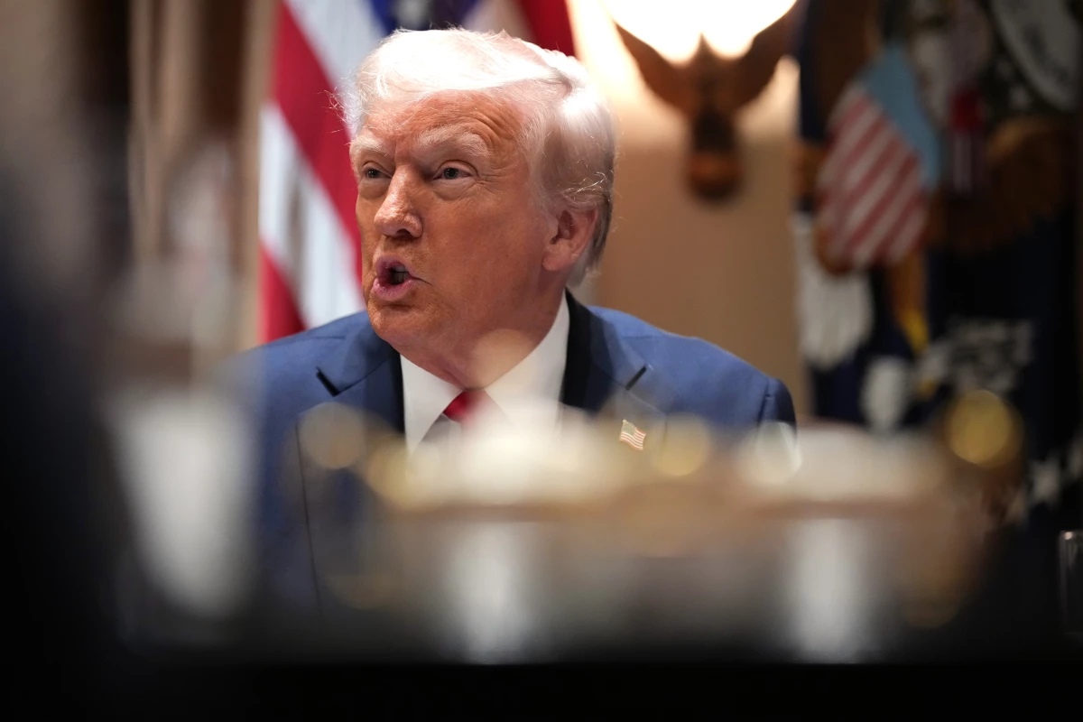 President Trump delivers remarks during a Cabinet meeting at the White House on Wednesday. During the meeting, Trump said he was looking at implementing tariffs against Canada and Mexico starting in April.