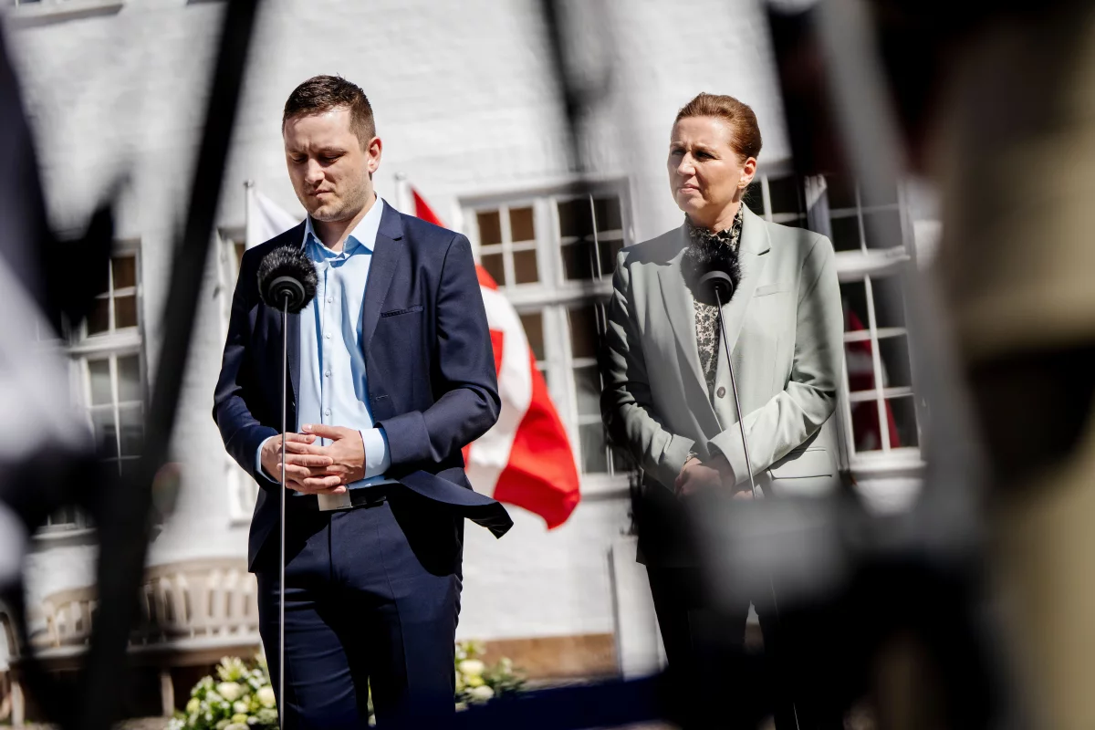FILE - Denmark's Prime Minister Mette Frederiksen, right, and Greenland's Prime Minister Jens-Frederik Nielsen, speak on April 27, 2025, in Marienborg, Denmark.