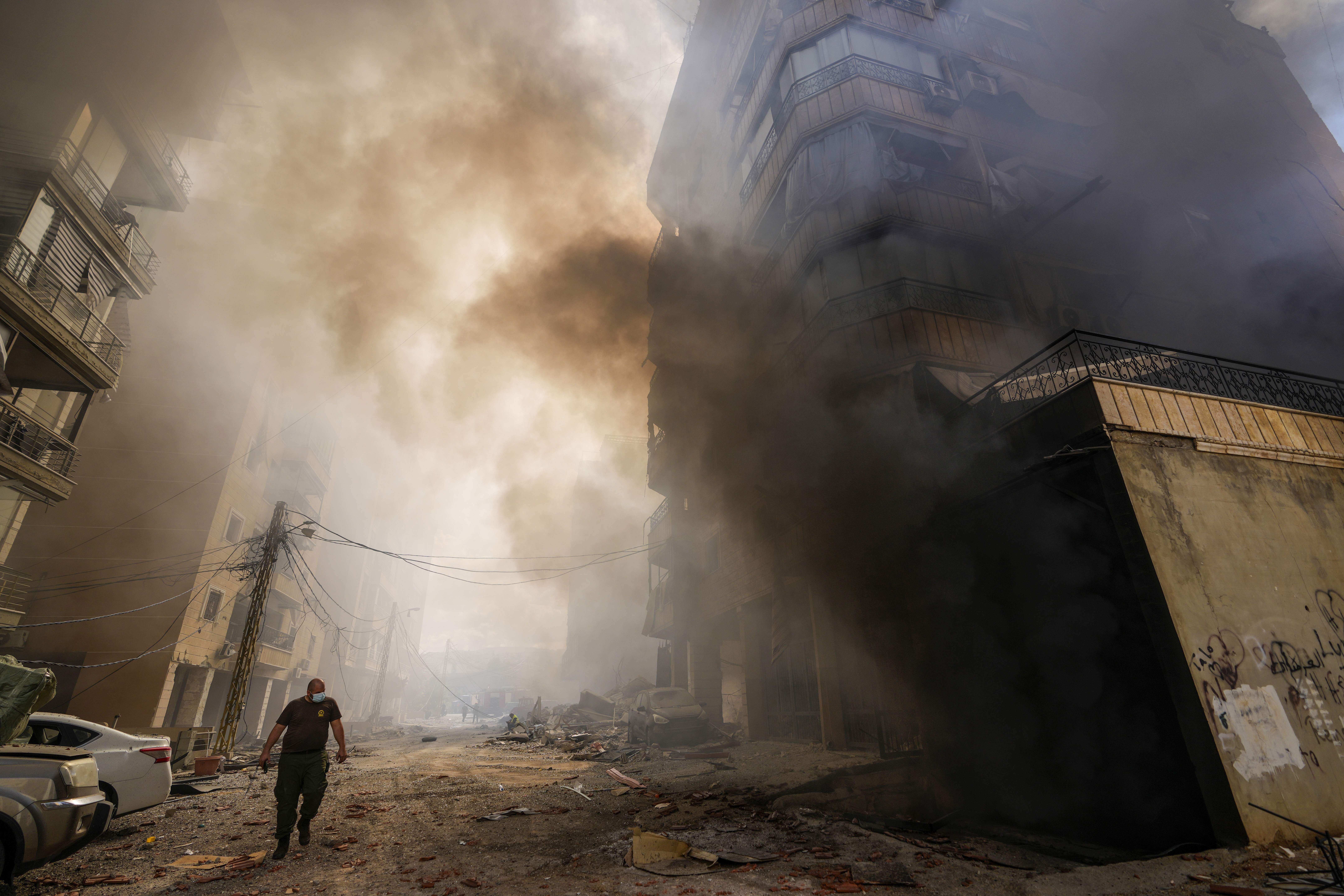 Smoke rises from the site of an Israeli airstrike in Dahiyeh, Beirut, Lebanon, Wednesday. (AP)